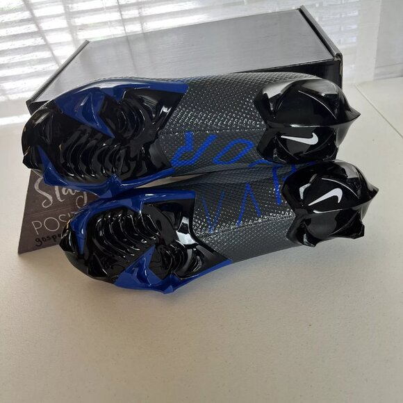 Nike Vapor Edge Speed 360 Size 8 Football Cleats White Royal Blue Black Grey - Picture 6 of 7
